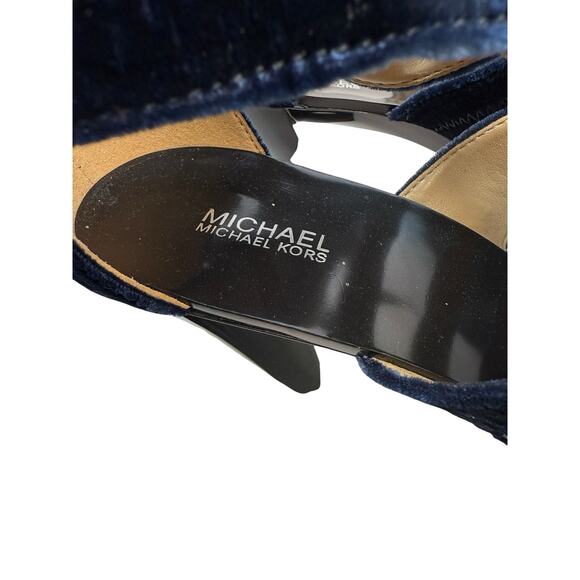 Michael Kors Berkley Sandal Blue Velvet Platform Block Heel Size 9.5M Zipper NWB - Picture 5 of 10